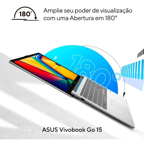 Notebook Asus Vivobook Go E1504ga Intel Core I3 N305 4gb Ram 256gb Ssd Linux Keepos Tela 15,6 Fhd Silver - Nj447 Cool Silver