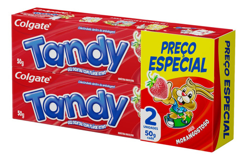 Pasta de dentes infantil Colgate Tandy Morangostoso  em gel  sem glúten pacote x 2 100 g