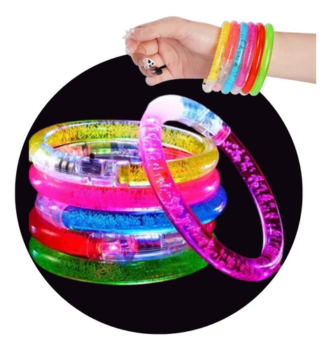 Pulsera Led Acrilica Luminosa Cambia De Color X 50 Cotillon