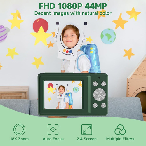Fhd 1080p Digital Camera For Kids, Vintage Digicam With 1...