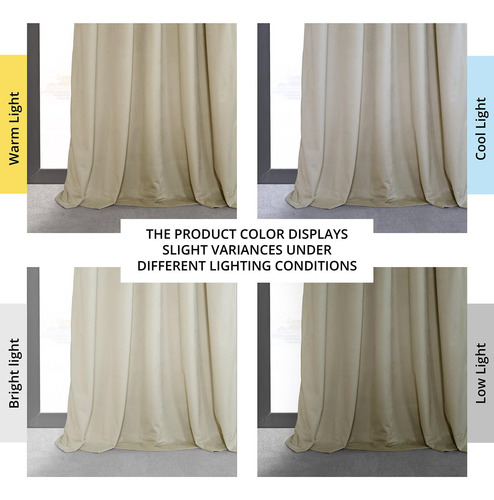 Cortinas Opacas De Terciopelo Beige Frío 63 X 244 Cm