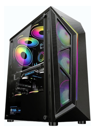 Gabinete Gamer 4 Fan Rgb Led Vidro Temp Front + Fonte 500w