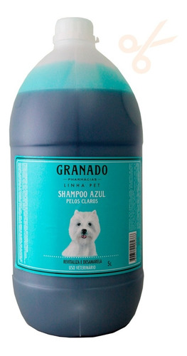 Shampoo Azul Pelos Claros 5l Granado Profissional Banho Pet