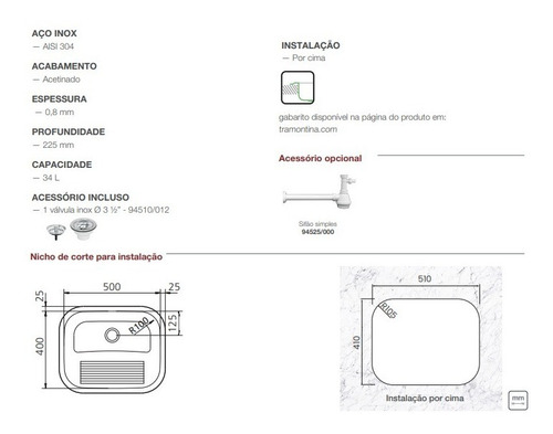 Imagem 4 de 6 de Tanque Encaixe Hera Tramontina 30l 50x40cm 94400/107