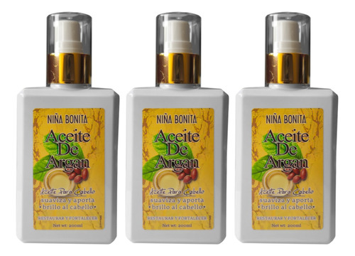 3 Und Aceite Capilar De Argán 100ml Niña Bonita