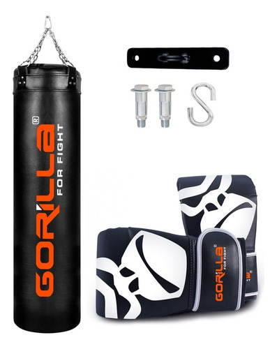 Saco De Boxe Pendente Completo Treino Profissional Gorila Muay Thai Mma Boxe Box Grande 160cm De Altura 33cm De Diâmetro 85kg Preto