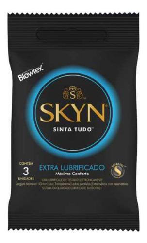 Preservativos Extra Lubrificado Camisinha 3un Skyn Blowtex