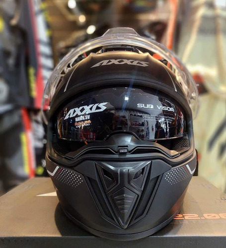 Imagen 5 de 8 de Casco Moto Axxis Evo Hawk Solid A1 Negro Mate Doble Visor-