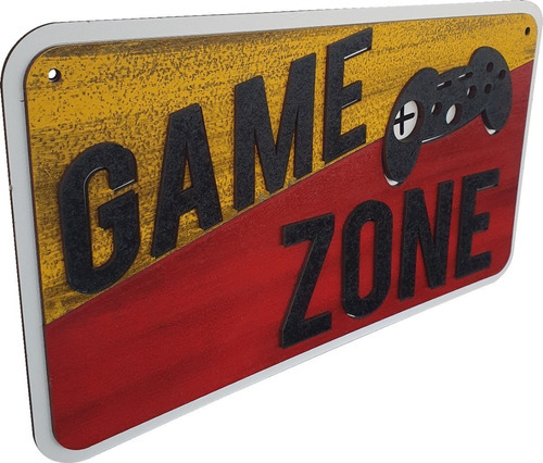 Placa Quadro Decorrativo Game Zone Gamer Mdf Camadas 89cm