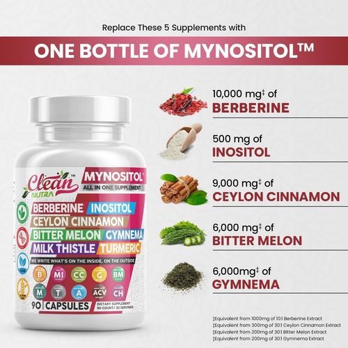 Suplemento Clean Nutra Berberine Inositol Con Canela De Ceil