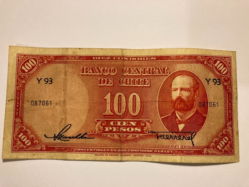 Chile 100 Pesos Impresión En Relieve