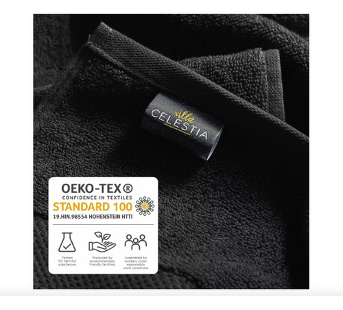 Villa Celestia ® 3 Toallas De Baño Negras 140cm 100% Algodón