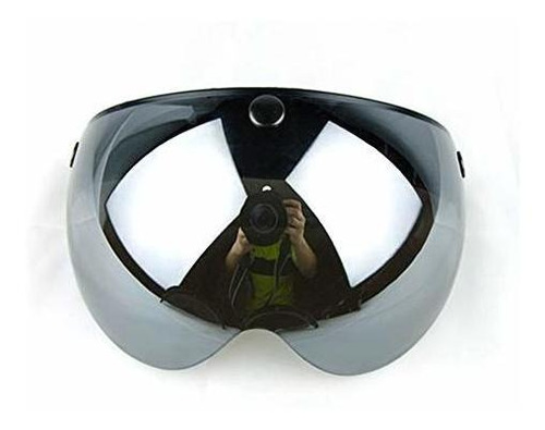 Casco Moto Retro Piloto Estilo Vintage Wind Shield Mirrored.