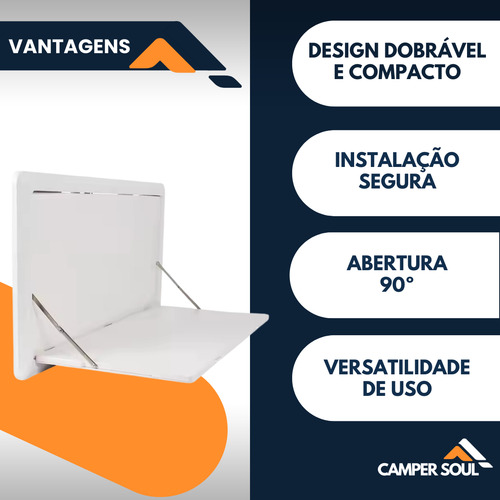 Mesa Dobrável Externa Para Motorhome 800x450mm Com Trava