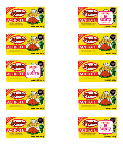 10 Cajas Condimento De Achiote El Yucateco 100g C/u