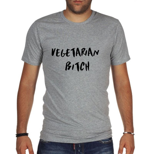 Remera De Hombre Vegetarian Bitch Vegano Frases Md2