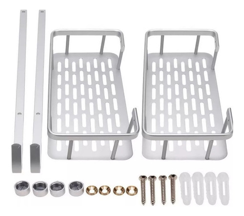 Repisa Organizador Doble De Baño Para Ducha Marca Tienda Gales Con 2 Estantes Con Ganchos Inoxidable