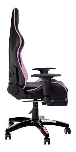 Imagen 3 de 5 de Silla de escritorio Nibio Destroyer gamer ergonómica negra y rosa con tapizado de cuero sintético