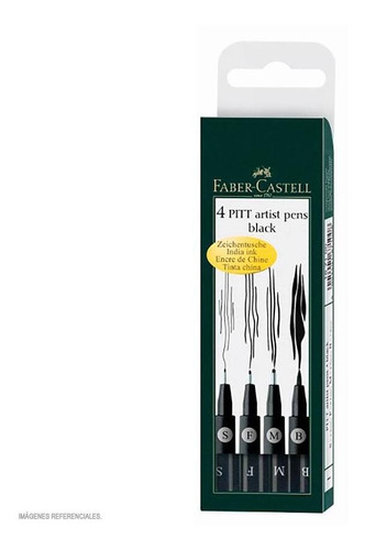 Set Marcadores Pitt Artist Pen X4 Negro Faber-castell