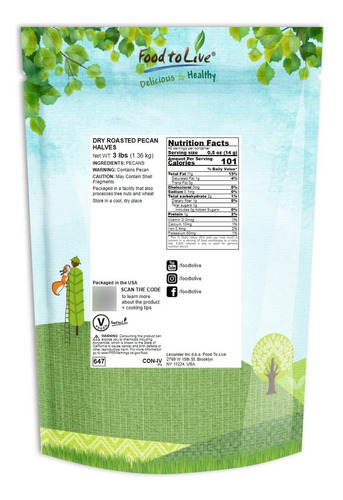 Mitades De Nueces Pecanas Tostadas Secas De Food To Live: Nu