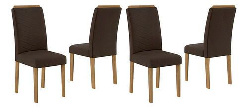 Conjunto 4 Cadeiras Lisboa Cinamomo/ Marrom Cor Cinamomo/marrom 04 Cor Da Estrutura Da Cadeira Cinamomo Desenho Do Tecido Liso