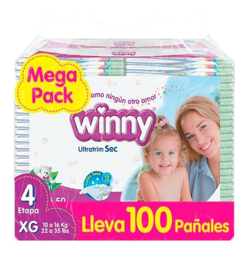 Winny Pañal Bebe Etapa 4 X 100 Unidades + Envio Gratis