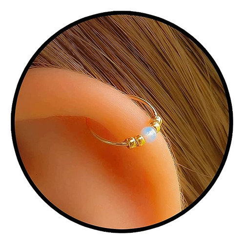 Tiny Gold Hoop 8mm Hoop With A Tiny 2mm Blue Opal Thin 24 Gu