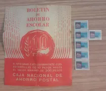 Comprar Antigua Hoja De Boletín De Ahorro Escolar + 6 Estampillas 