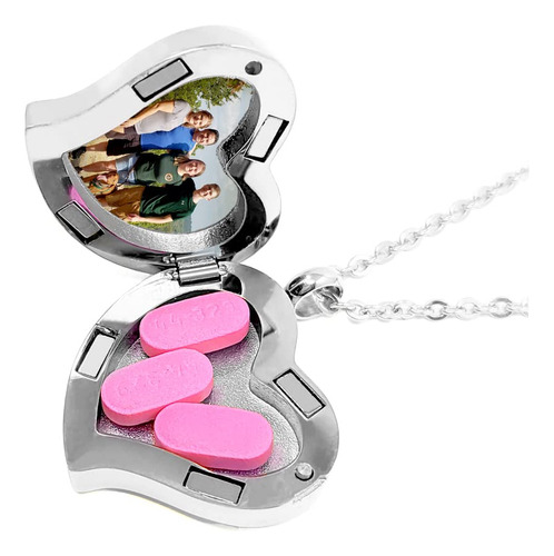 Amour Heart Pill Necklace - Polished Heart Locket With Stron