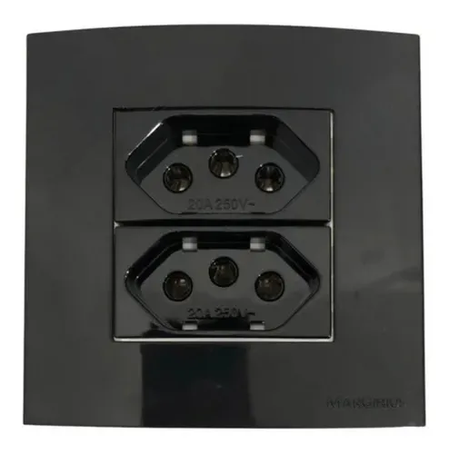 comprar Tomada Dupla Móvel Margirius Sleek Preta 20a 10a 250v 2p+t