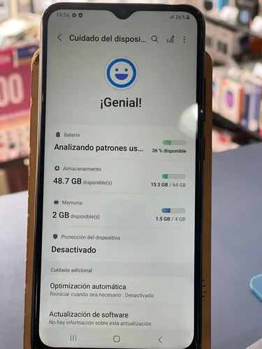 Celular Samsung A04e Usado Excelente Con Lamina Antiespia Azul Oscuro