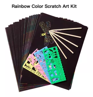 VALICLUD 8Pcs Plantas Serie Scratch Pintura Scratch Paper Art Set Tarjeta de Felicitación para Scratchboard Regalo para Niños Adultos 