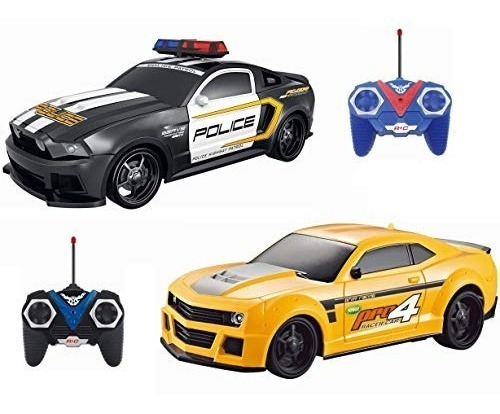 Combo Auto A Radio Control Mustang Policia Y Camaro Fugitivo