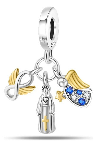 Trio Ángel Virgen Charms Dije Protección Suerte  Plata 925!