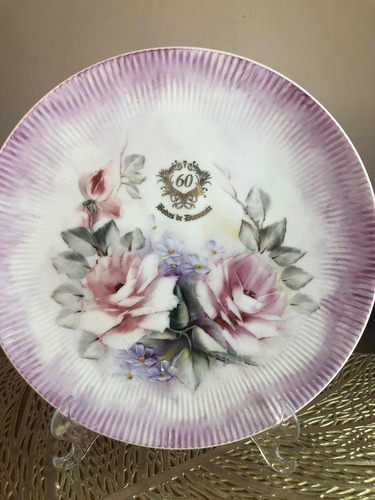 Prato Pintado À Mão Bodas De Diamante 60 Anos 21cm