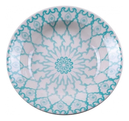 Jogo De 4 Pratos Sobremesa Mandala 18 Cm - Oxford Porcelanas Cor Verde Liso