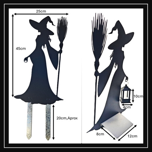 Pincho Tutor Figura Decorativa De Chapa Mod. Brujita.... Negro