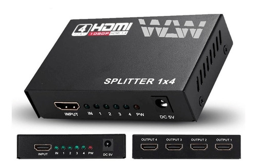 Splitter Hdmi 1x4 Divisor Conversor Amplificador Distribuido