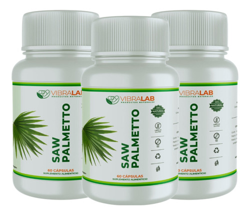 Pack 3 Saw Palmetto 180 Cap. 500mg 100% Natural. /prostata