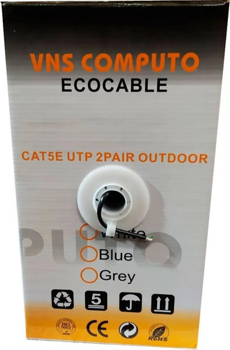 Imagen 3 de 3 de Bobina Cable Utp Cat5e 2 Pares 300mt P/exteriores P/cctv B01