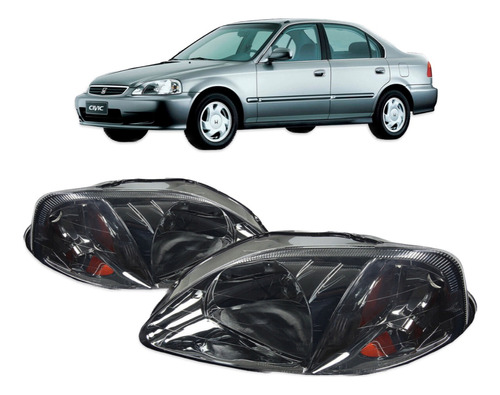 Farolas Honda Civic 1999 2000 Chrome Smoke