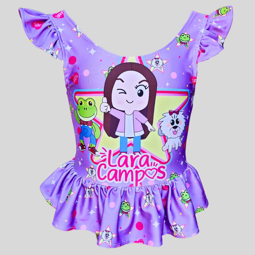 Traje De Baño Completo Niña Ropa Playa Rene Lara Rhenne Lila Full Print M 5-6 Años