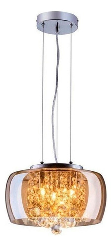 Lustre Pendente Cristal K9 Legítimo Cúpula Vidro Bivolt Cor Âmbar