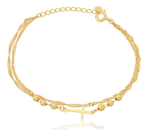 Pulsera Mujer Vanité Bañado En Oro Cross