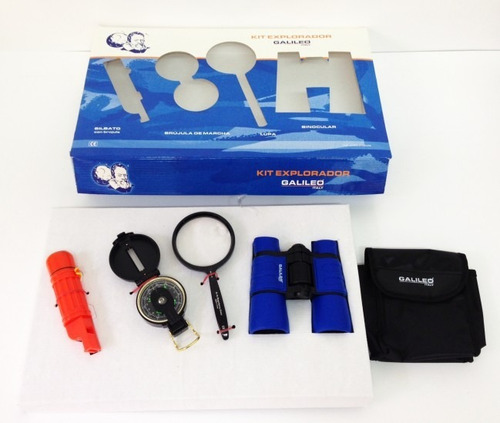 Imagen 2 de 2 de Kit Explorador Binoculares Lupa Brújula Silbato Galileo