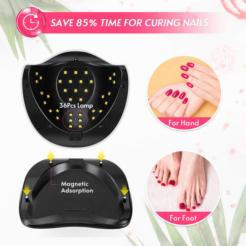 Lámpara De Uñas Led Uv De 120 W, Secador De Uñas Rápido, 36