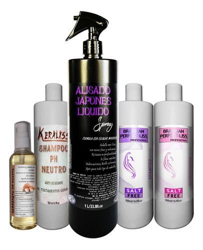 Alisado Japones 1lt Spray Shampoo Y Acondicionador + Aceite