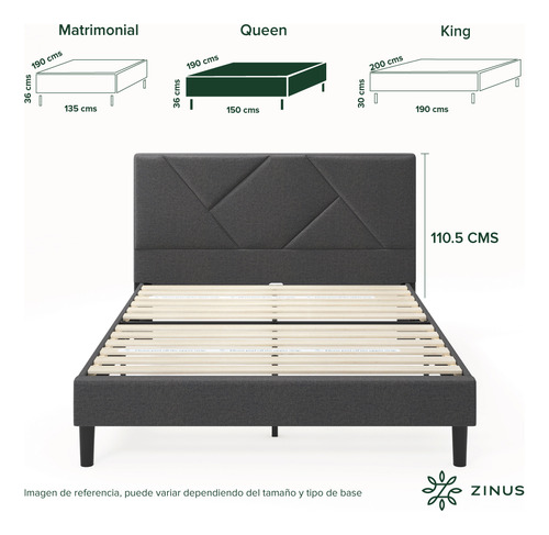 Zinus Judy | Base De Cama Queen Con Cabecera Y Tapiz