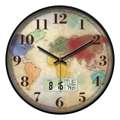 Reloj Scoage, Analógico, Diseño De Mapa Mundial, 35.56 Cm