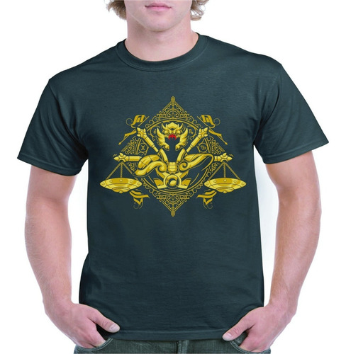 Imagen 1 de 2 de Playera Caballero Del Zodiaco Dorado Libra Hombre